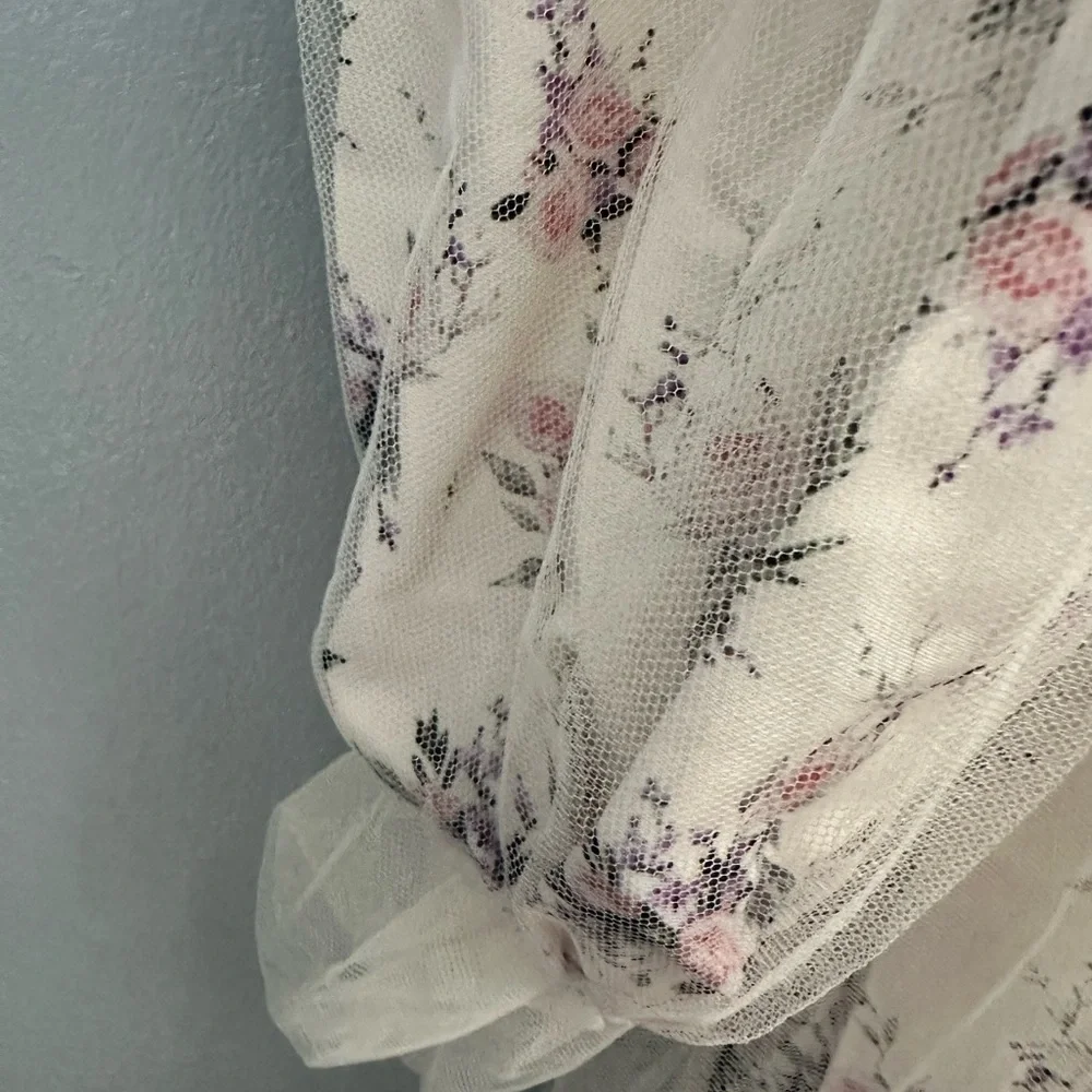 Cottagecore Floral Elegant White Maxi Dress XS - Picture 7 of 7